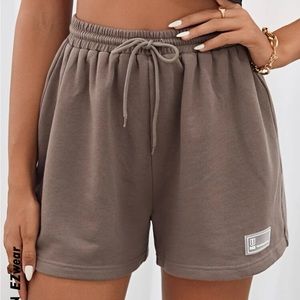Drawstring Waist Patched Detail Track Shorts